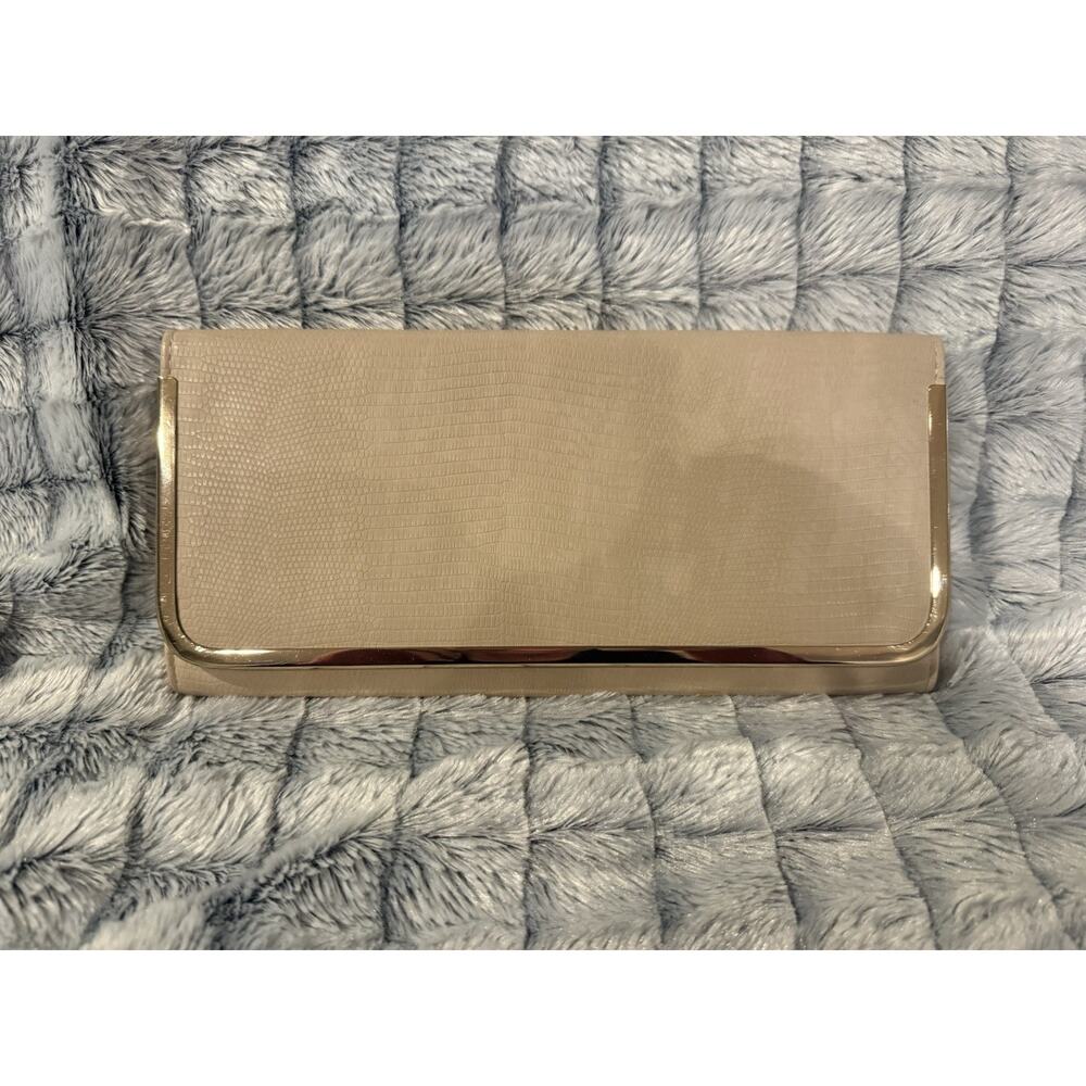 Aldo Beige Clutch With Gold Tone Hardware